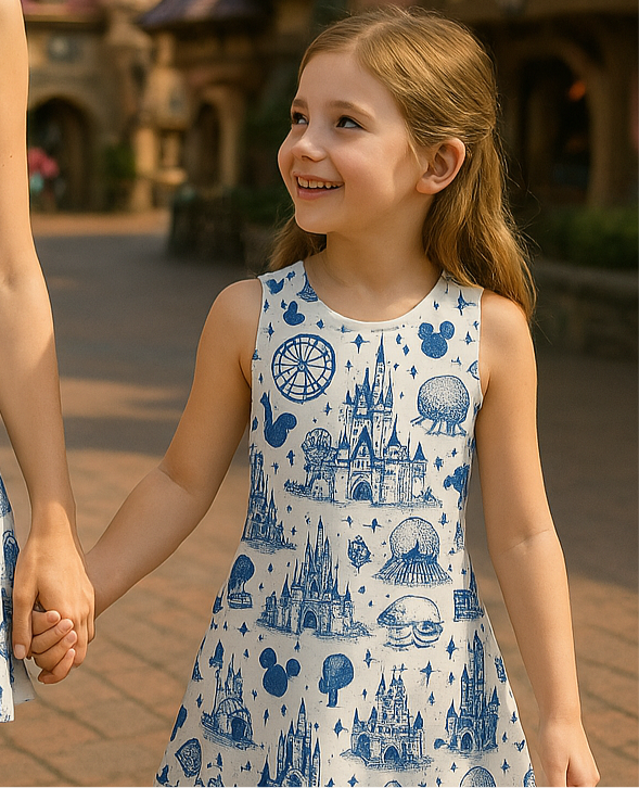 Kids Handcrafted Park Toile Tennis Dress