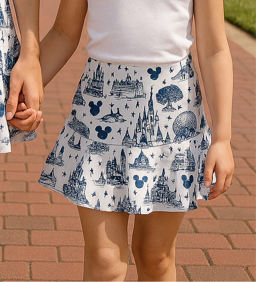 Kids Handcrafted Park Toile Tennis Skirt