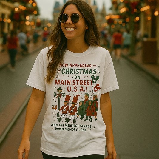 Vintage Main Street USA Christmas Family Graphic Tee