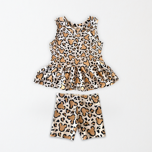 Girls Handcrafted Cheetah Safari Peplum Tank & Optional Bottoms