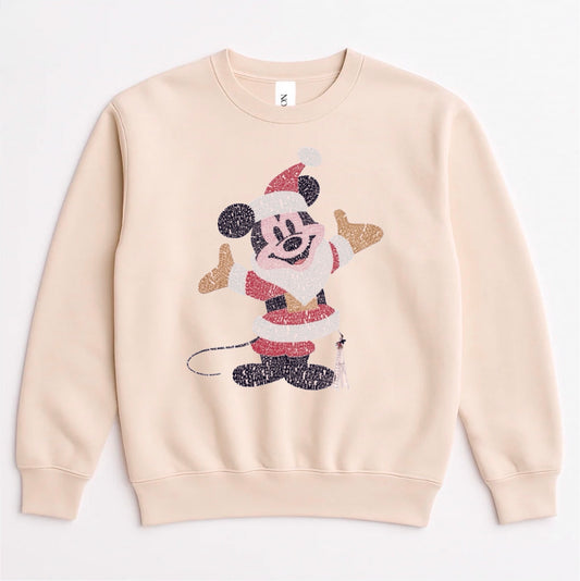 Retro Word Art Santa Mouse Christmas Family Sweatshirt
