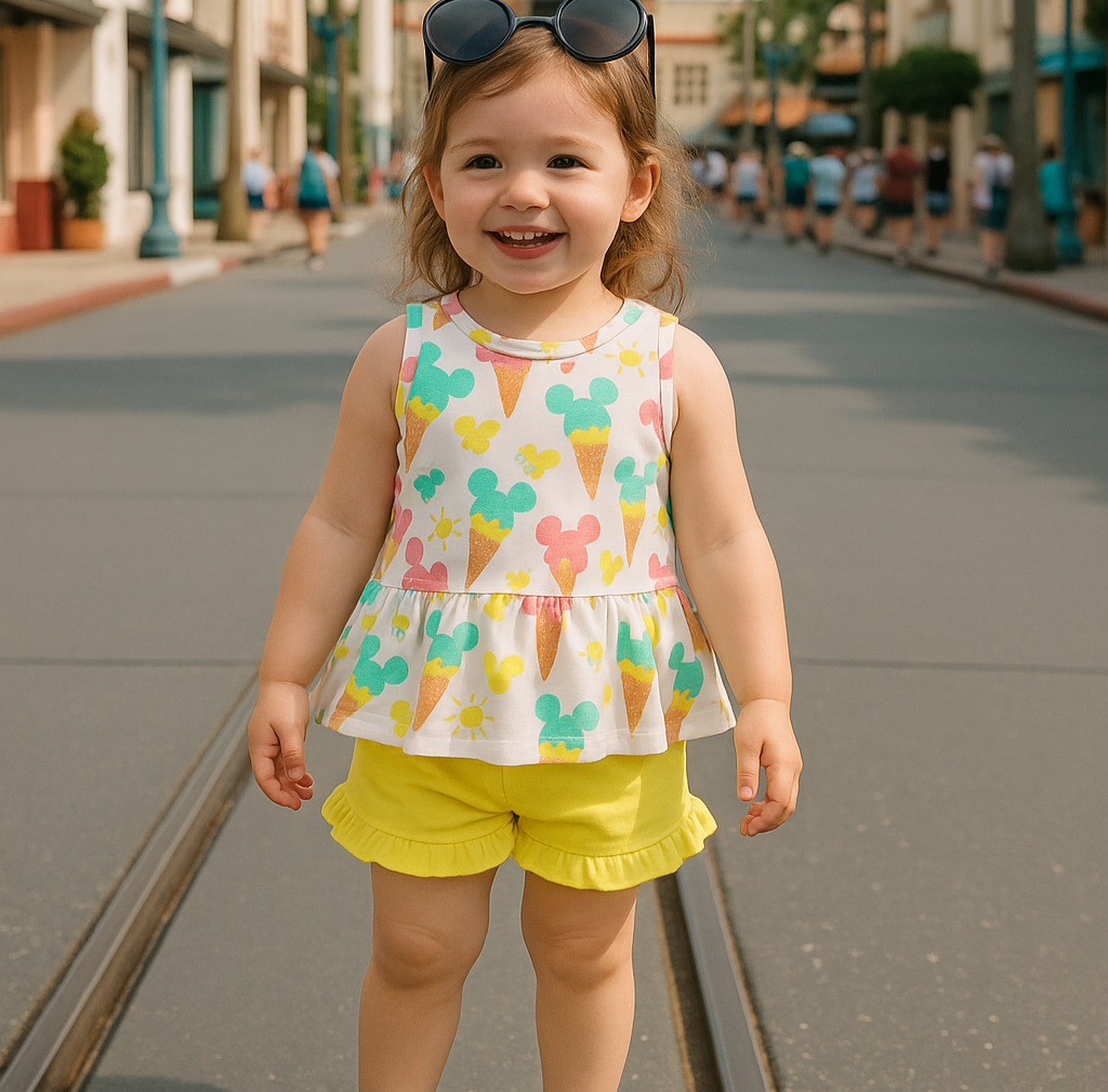 Kids Handmade Mouse Ice Cream Ruddle Tank & Optional Bottoms
