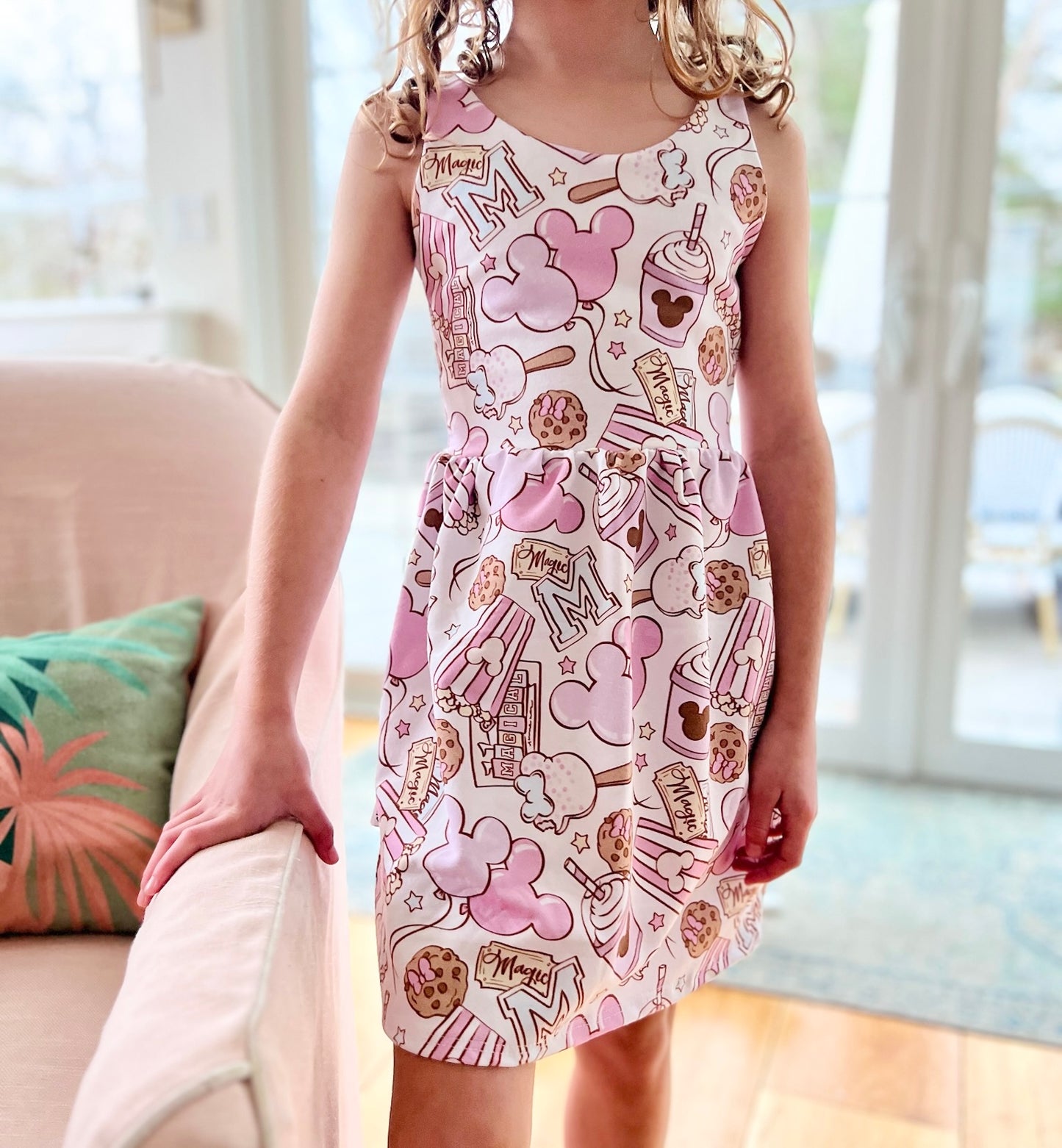 Kids Handcrafted Pink Park Treats Twirl Dress