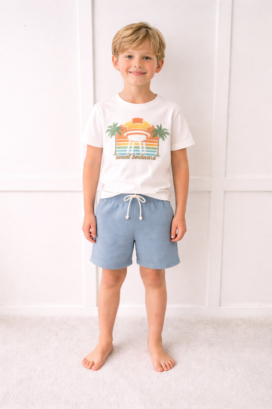 Kids Core Cotton Crew Shorts in Drift
