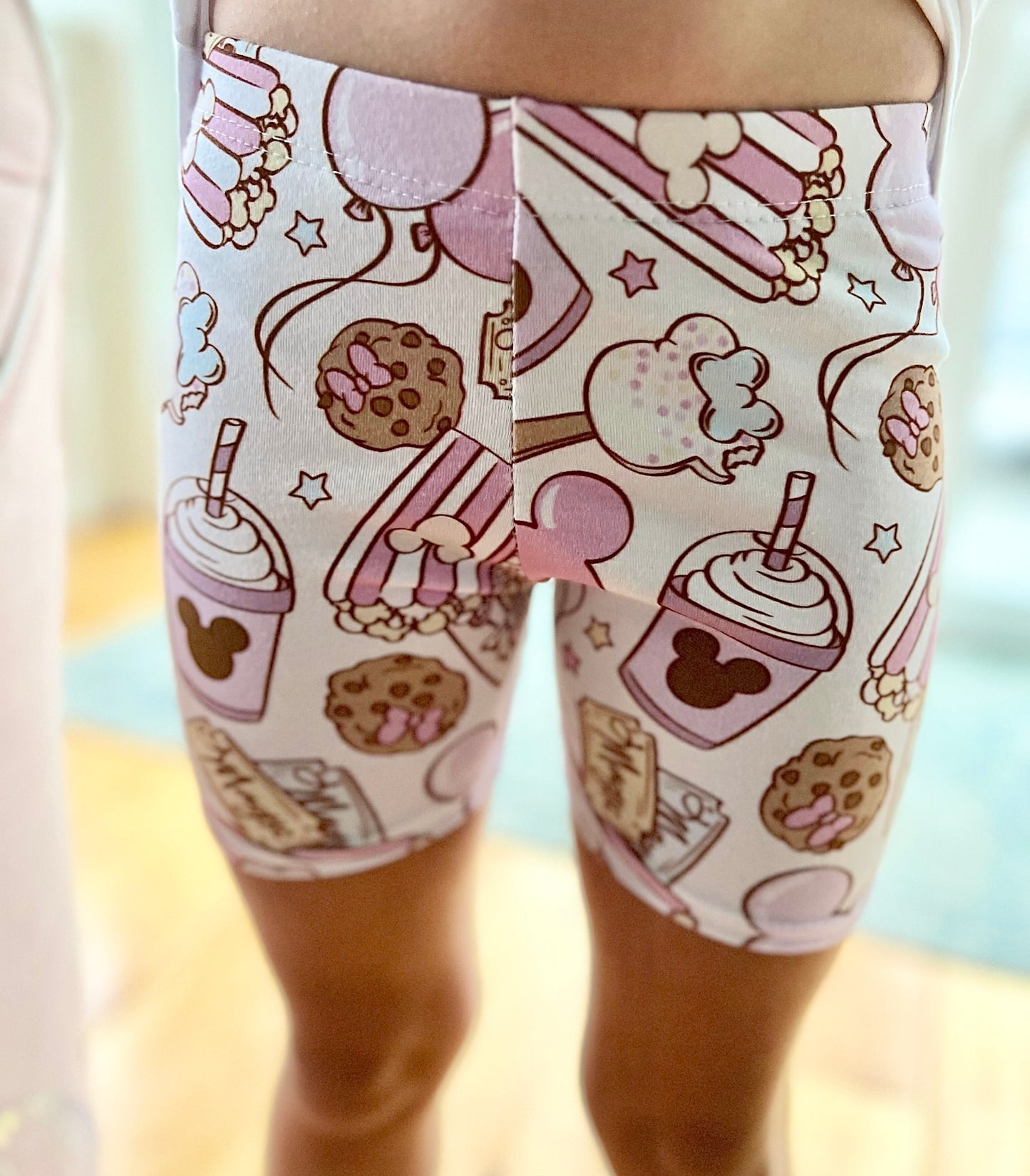Kids Handcrafted Pink Park Treats Bike Shorts