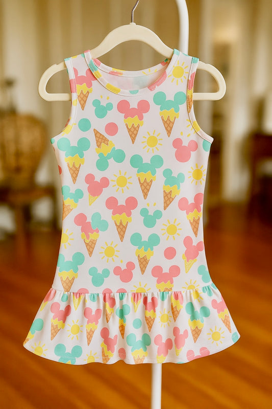 Kids Handcrafted Mouse Ice Cream Tennis Dress