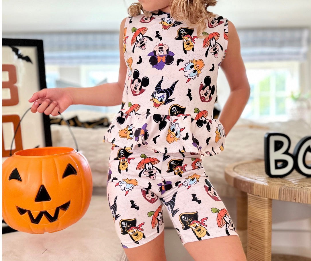Kids Handcrafted Fab 5 Halloween Flutter Tank & Bike Shorts
