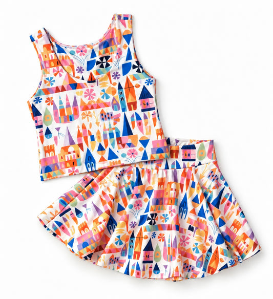Small World | Girls Luxeflex™ Performance Tank + Matching Skirt