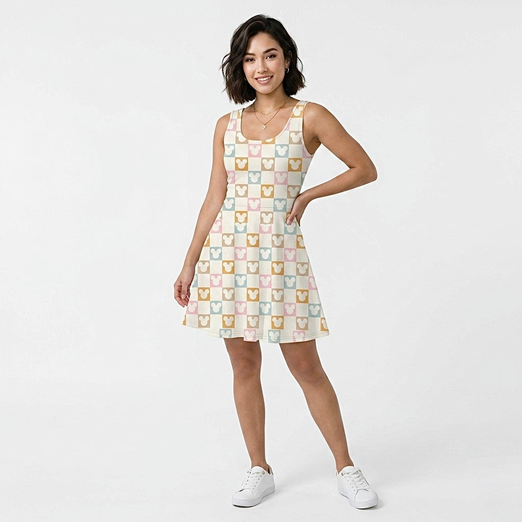 Women’s Pastel Checkers Performance Twirl Dress