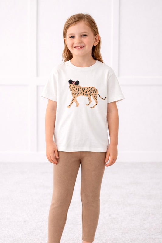 Kids Core Cotton Leggings in Dune