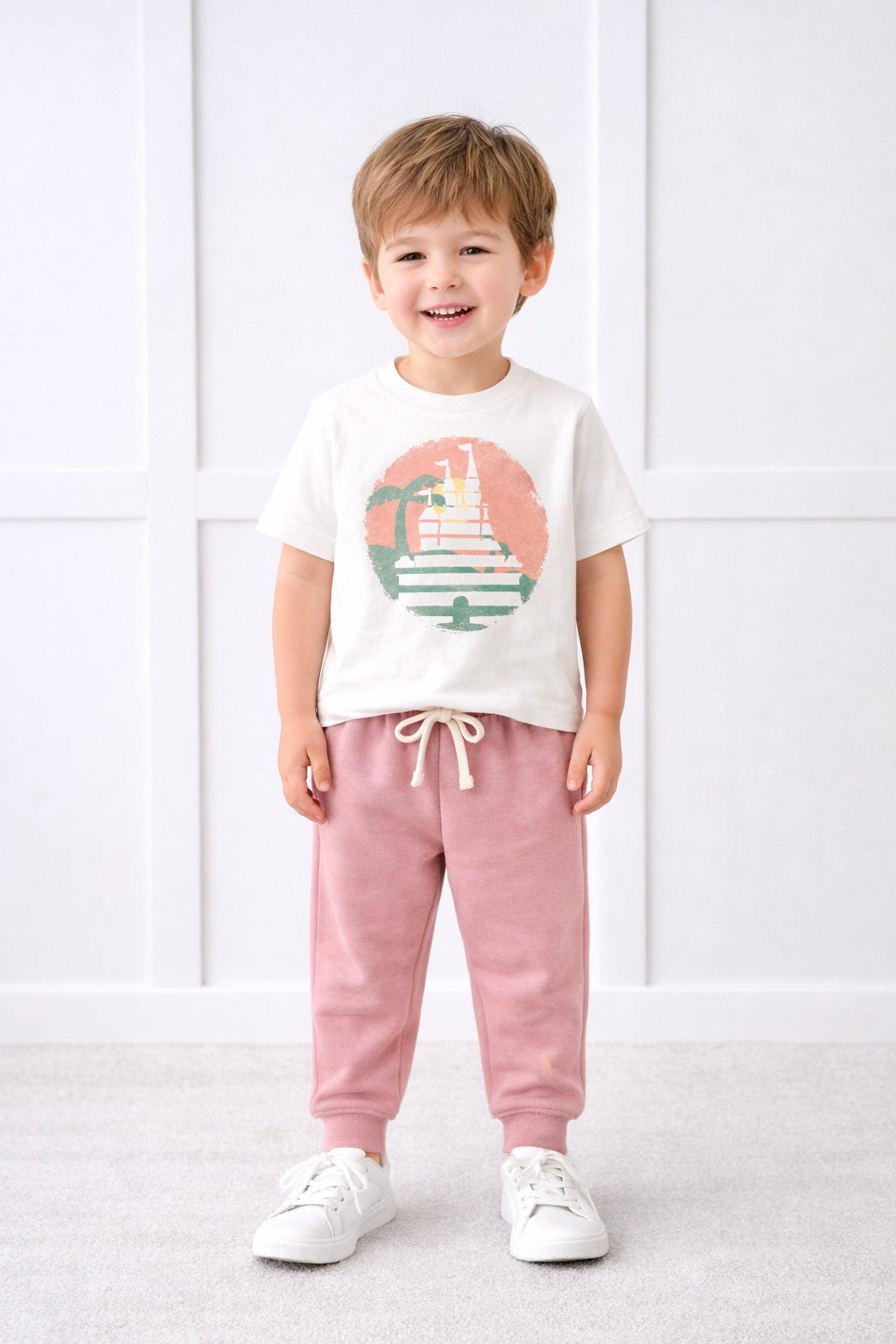 Kids Core Cotton Joggers in Petal