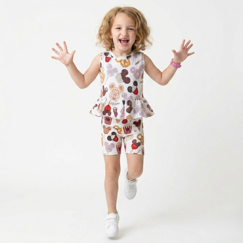 Kids Handcrafted Magical Snacks Peplum Tank & Optional Bottoms