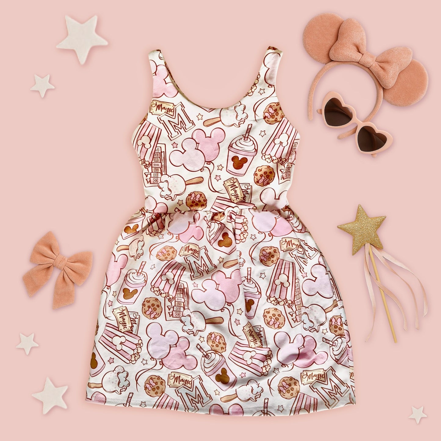 Kids Handcrafted Pink Park Treats Twirl Dress