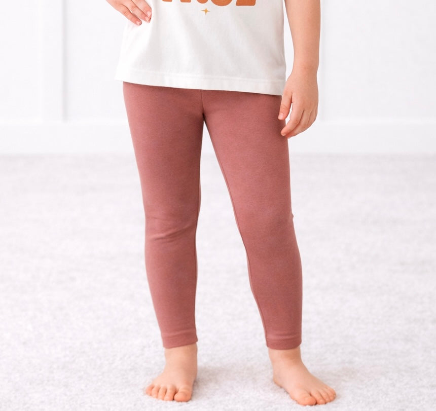 Kids Core Cotton Leggings in Brick