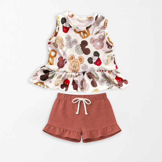 Kids Handcrafted Magical Snacks Peplum Tank & Optional Bottoms
