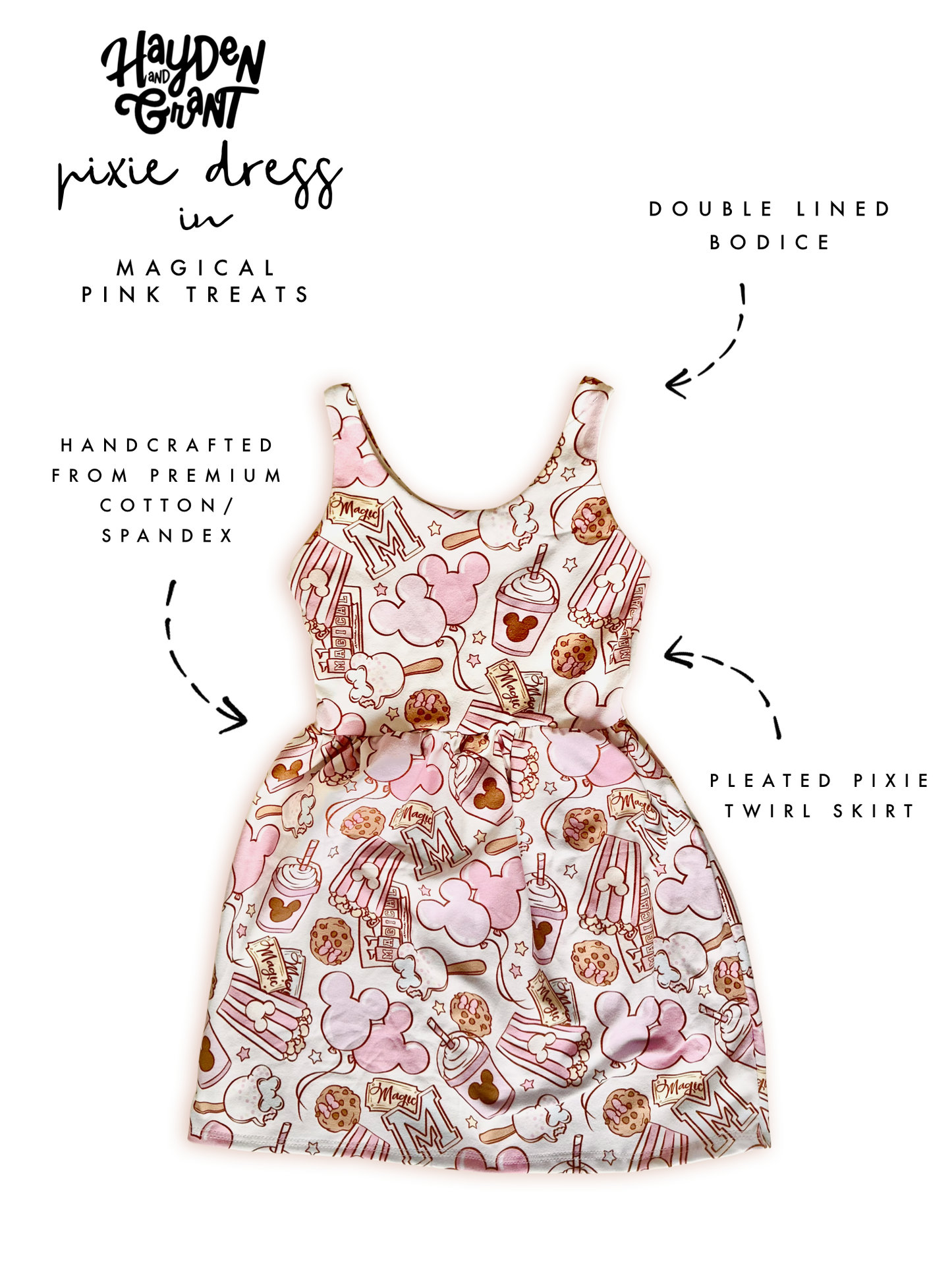 Kids Handcrafted Pink Park Treats Twirl Dress