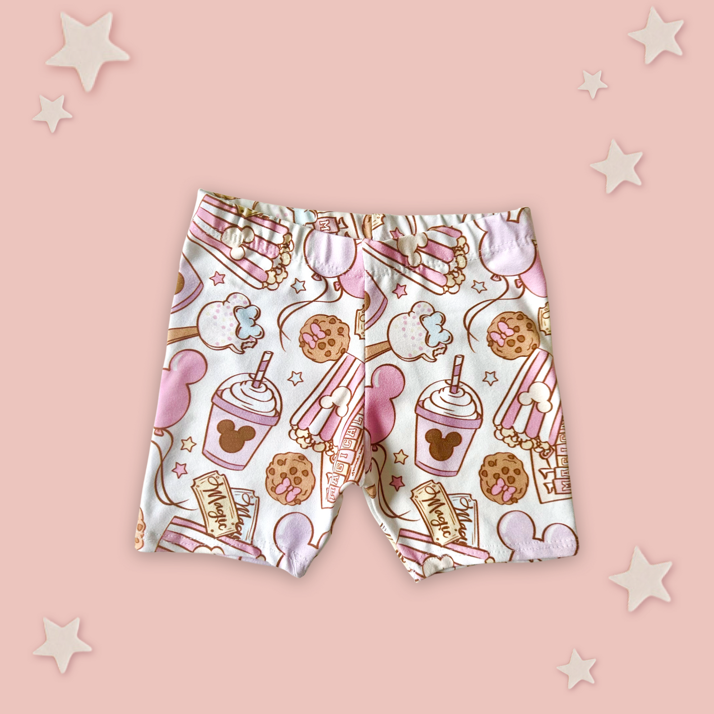 Kids Handcrafted Pink Park Treats Bike Shorts