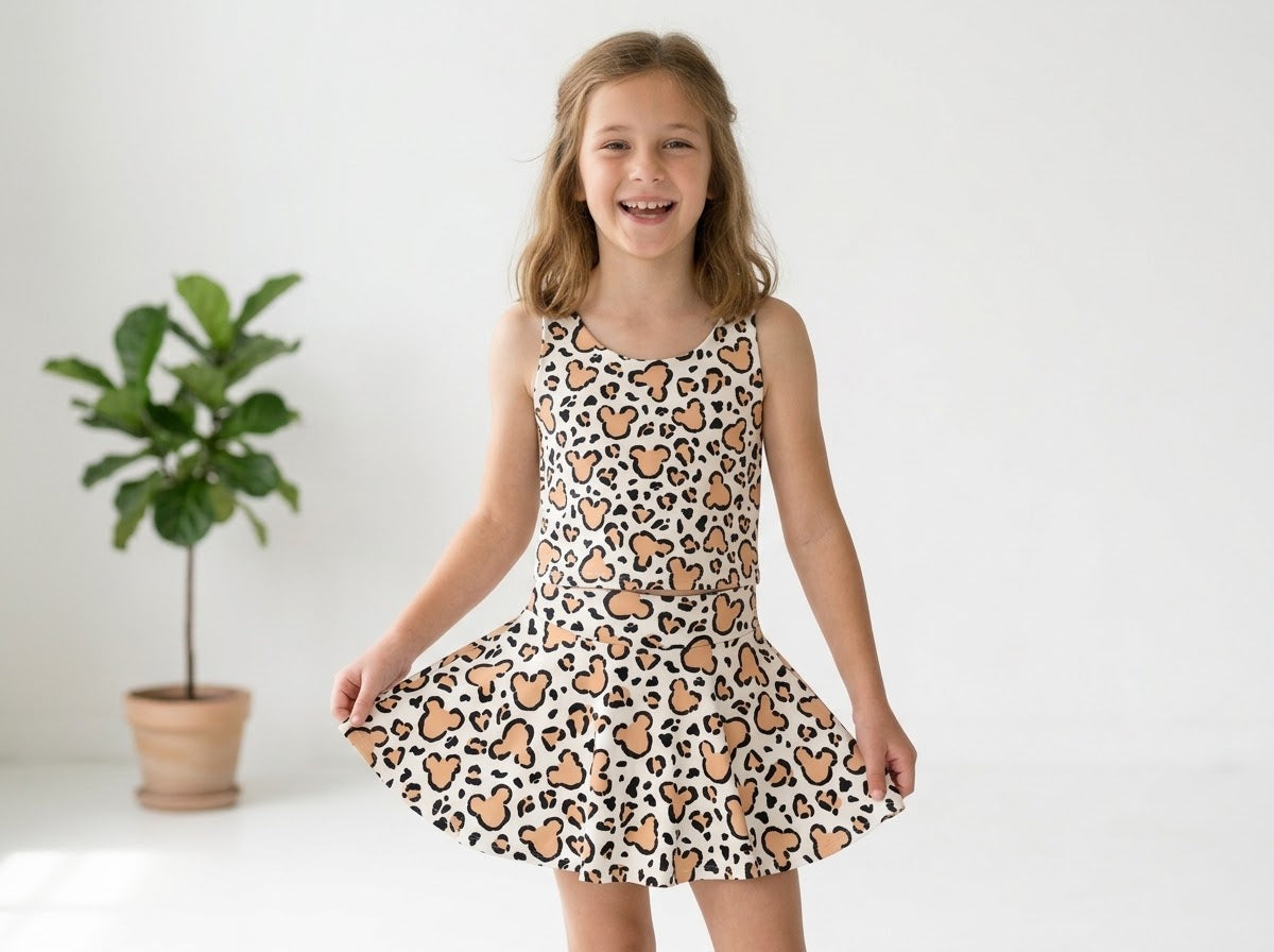 Cheetah Safari | Girls Luxeflex™ Performance Tank + Optional Matching Skirt