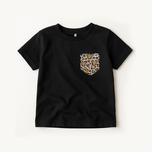 Kids Cheetah Safari Pocket Tee Family Graphic Tee | Black
