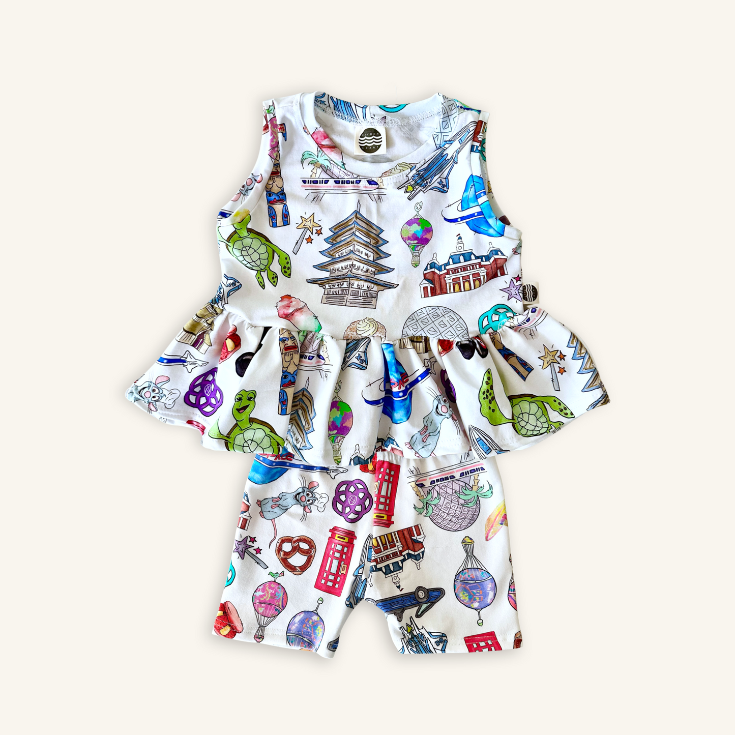 Kids Handcrafted World Showcase Flutter Tank & Optional Bottoms