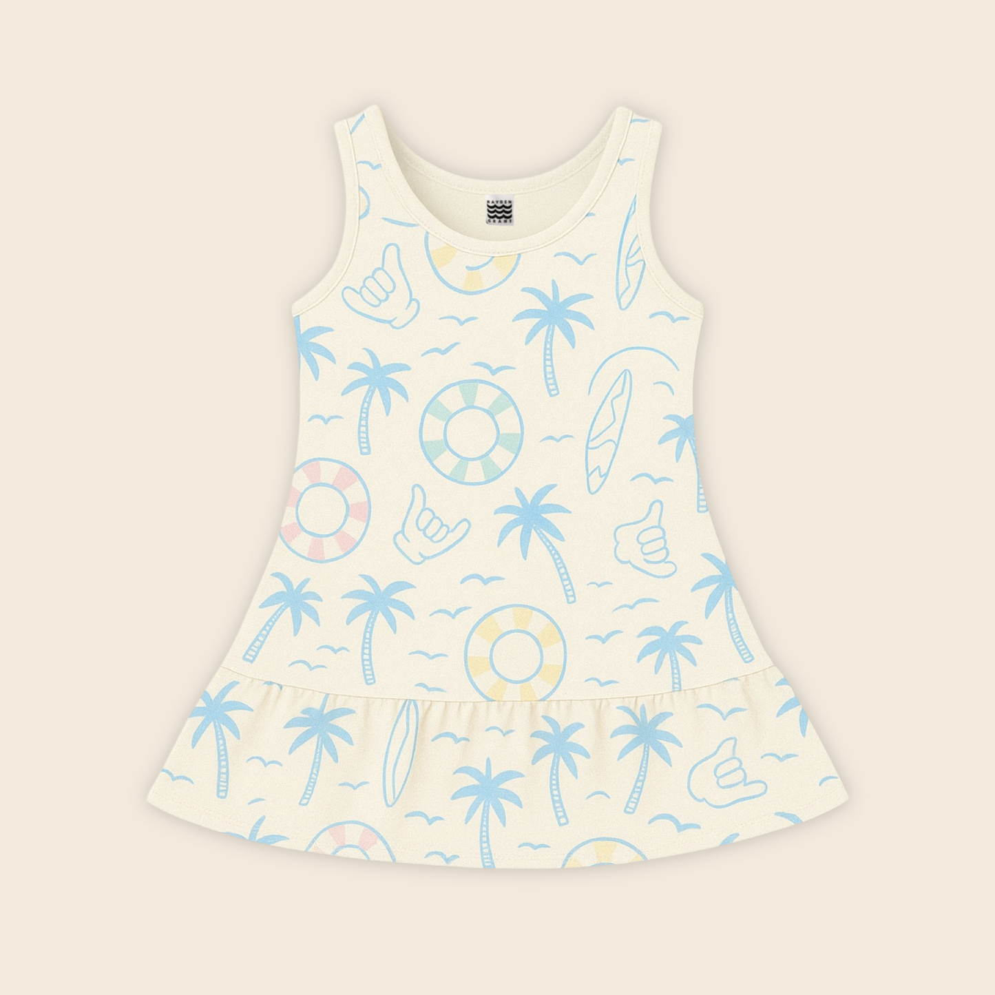 Kids Handcrafted Tennis Dress in Atlantic Coastline