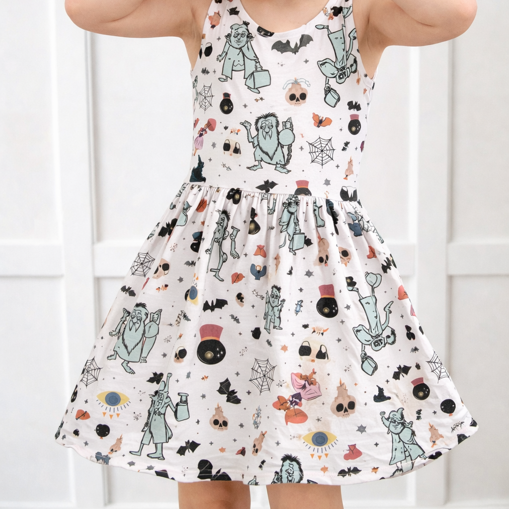 Kids Handcrafted Haunted Mansion Twirl Dress 3/6m / Dress Only