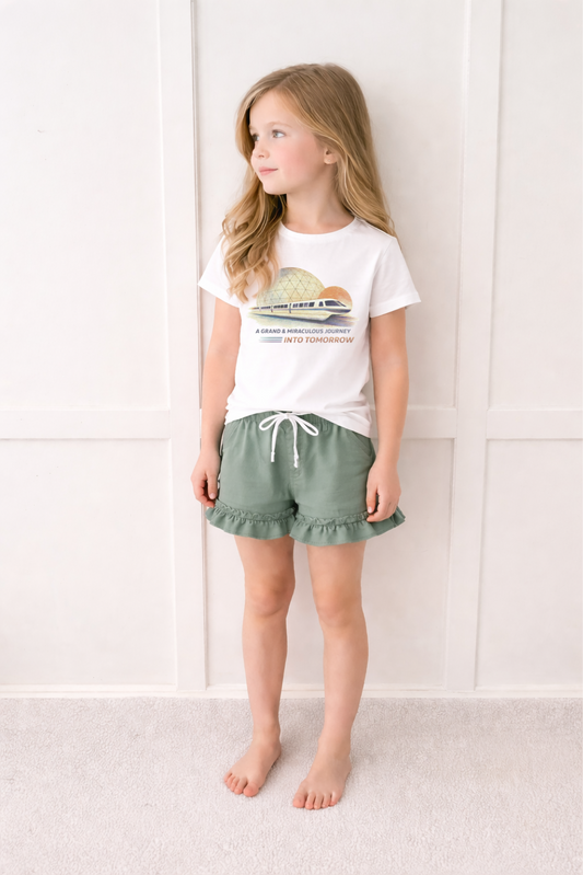 Kids Core Cotton Ruffle Shorts in Sage