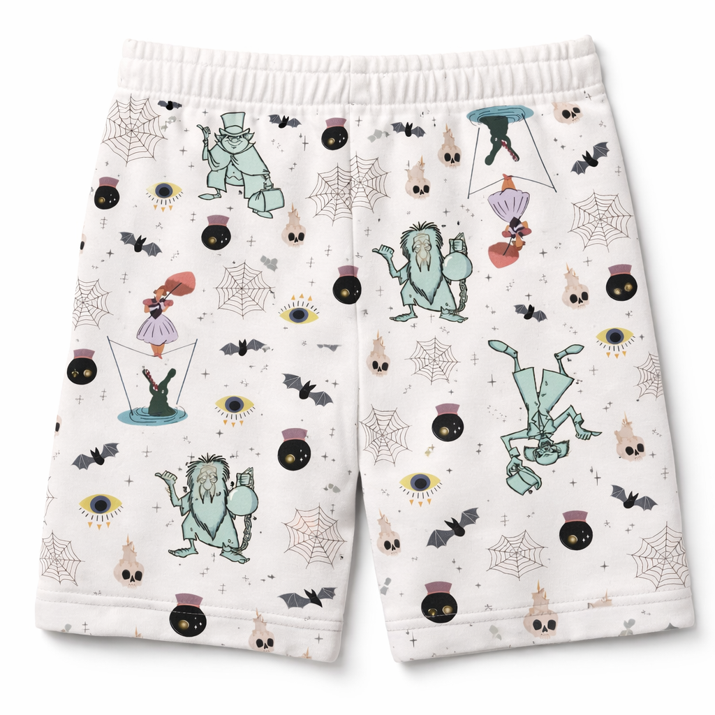 Kids Spooky Mansion Stretching Lady Graphic Tee & Optional Bottoms