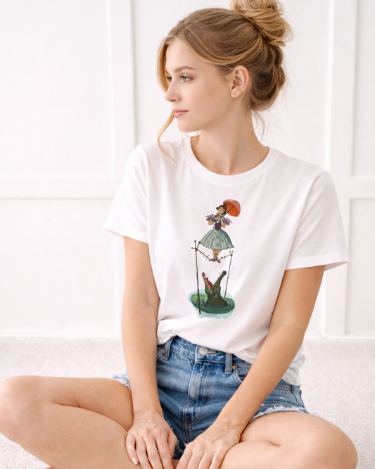 Spooky Mansion Stetching Lady Family Graphic Tee