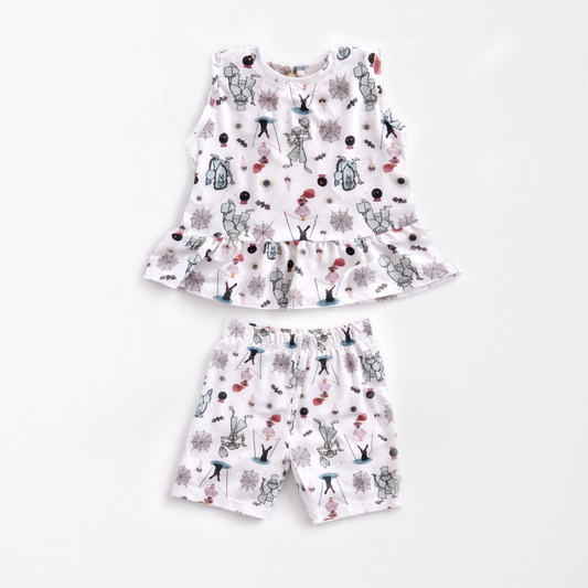 Kids Handcrafted Haunted Mansion Peplum Tank & Bike Shorts