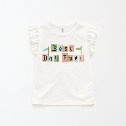 Handcrafted Best Day Ever Flutter Sleeve Top & Optional Bottoms