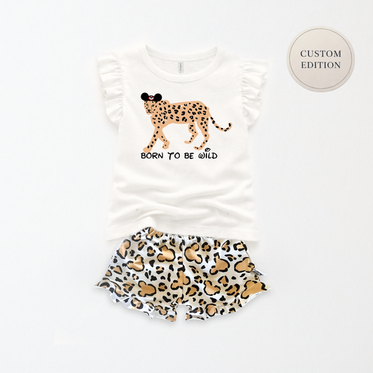 Kids Born to be Wild Customizable Flutter Sleeve Top & Optional Bottoms