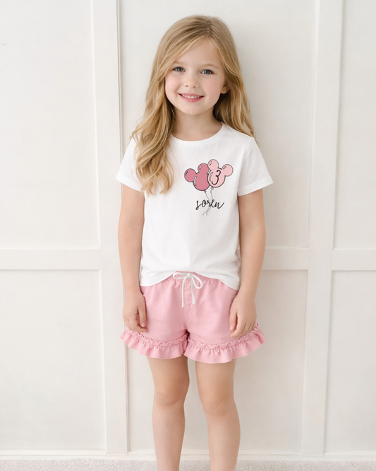 Kids Mouse Balloon Customizable Graphic Tee & Optional Bottoms