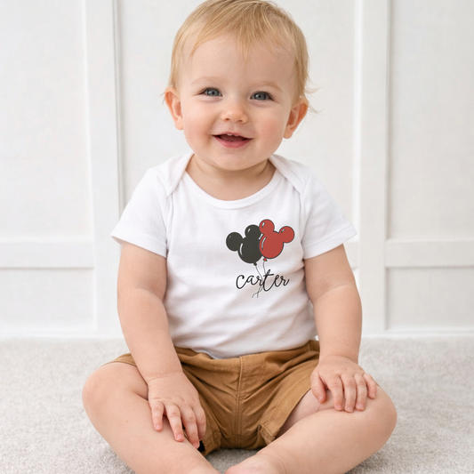 Kids Mouse Balloon Customizable Graphic Tee & Optional Bottoms