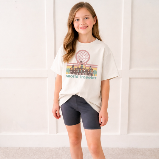 Kids Retro World Traveler Graphic Tee & Optional Bottoms