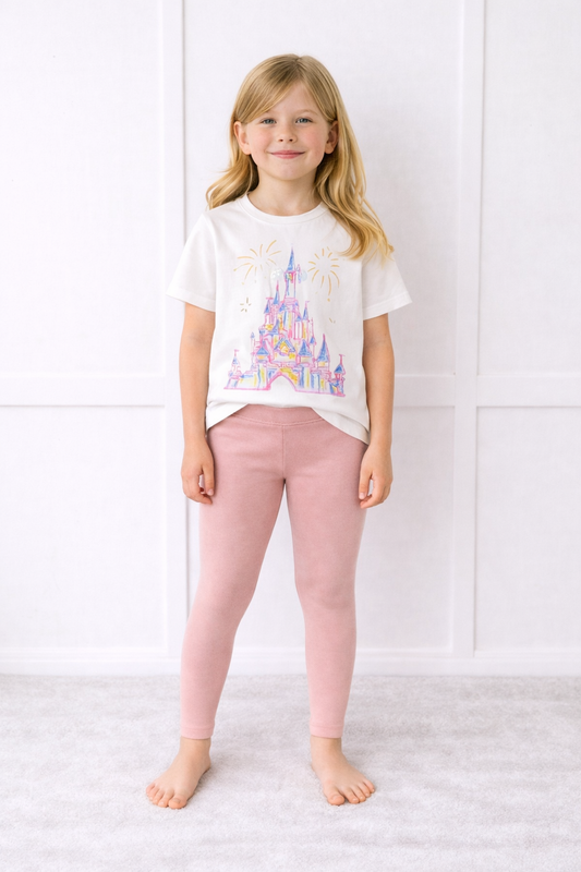 Kids Core Cotton Leggings in Petal
