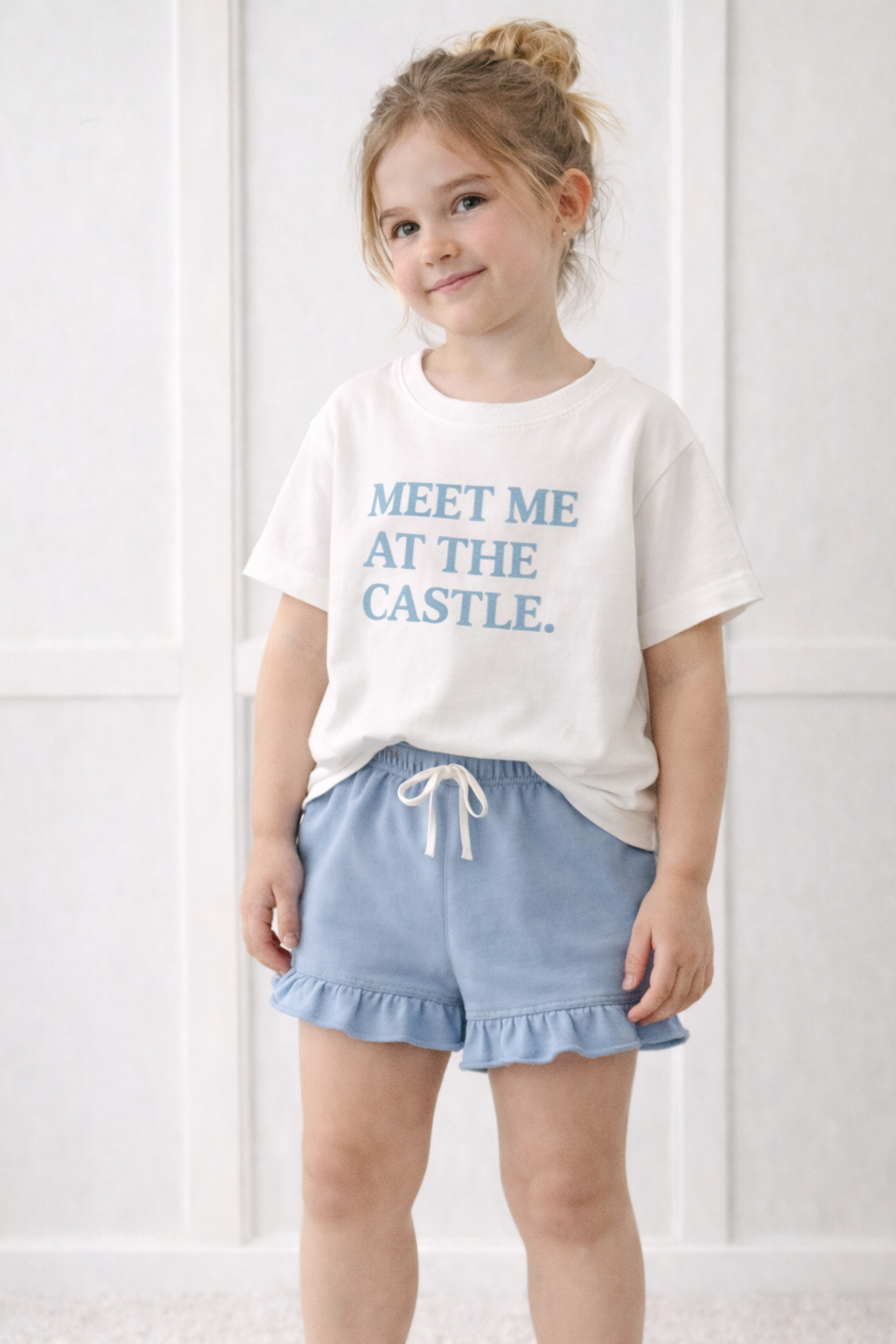 Kids Core Cotton Ruffle Shorts in Drift