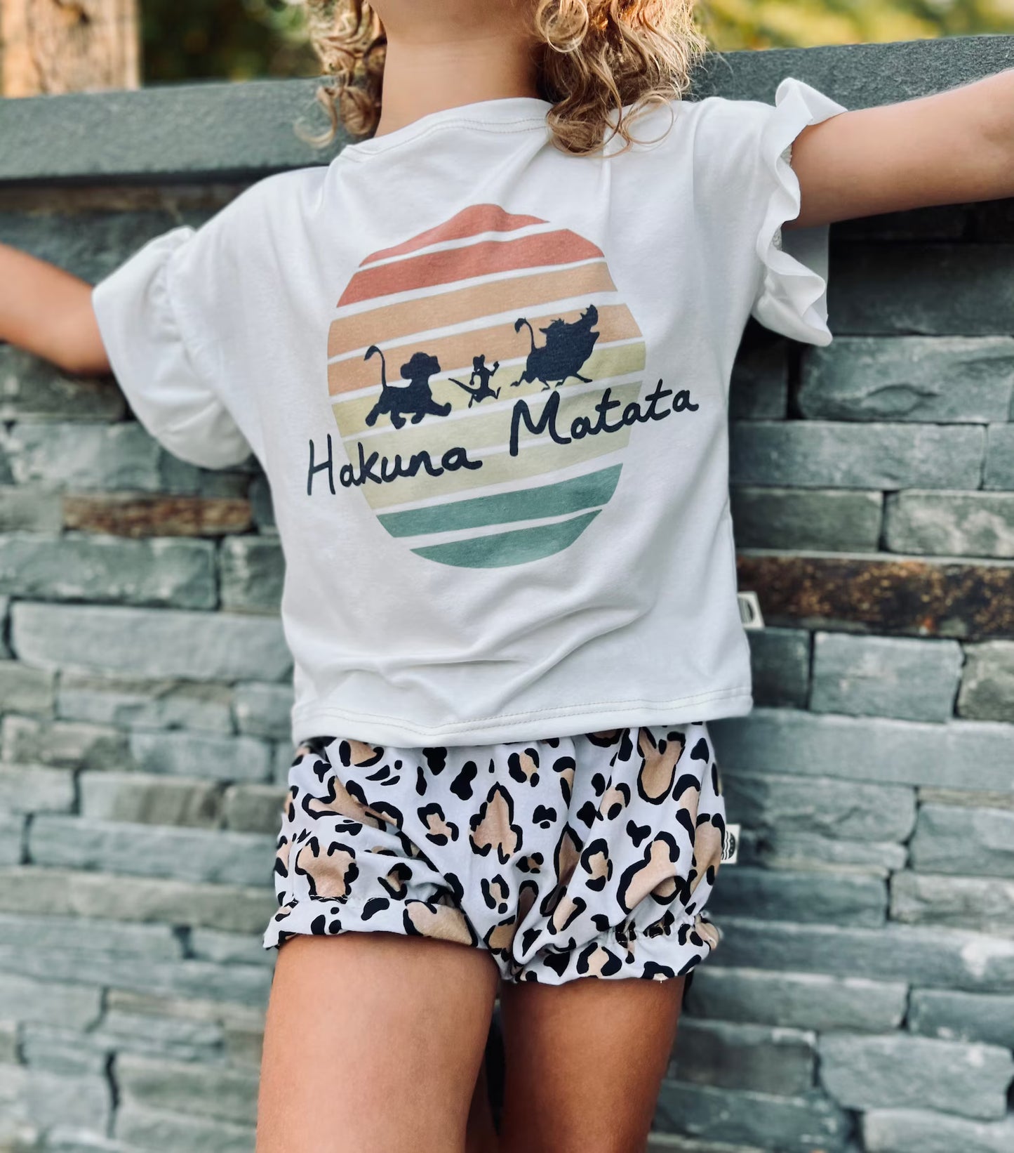 Kids Handcrafted Hakuna Matata Flutter Sleeve Top & Optional Bottoms