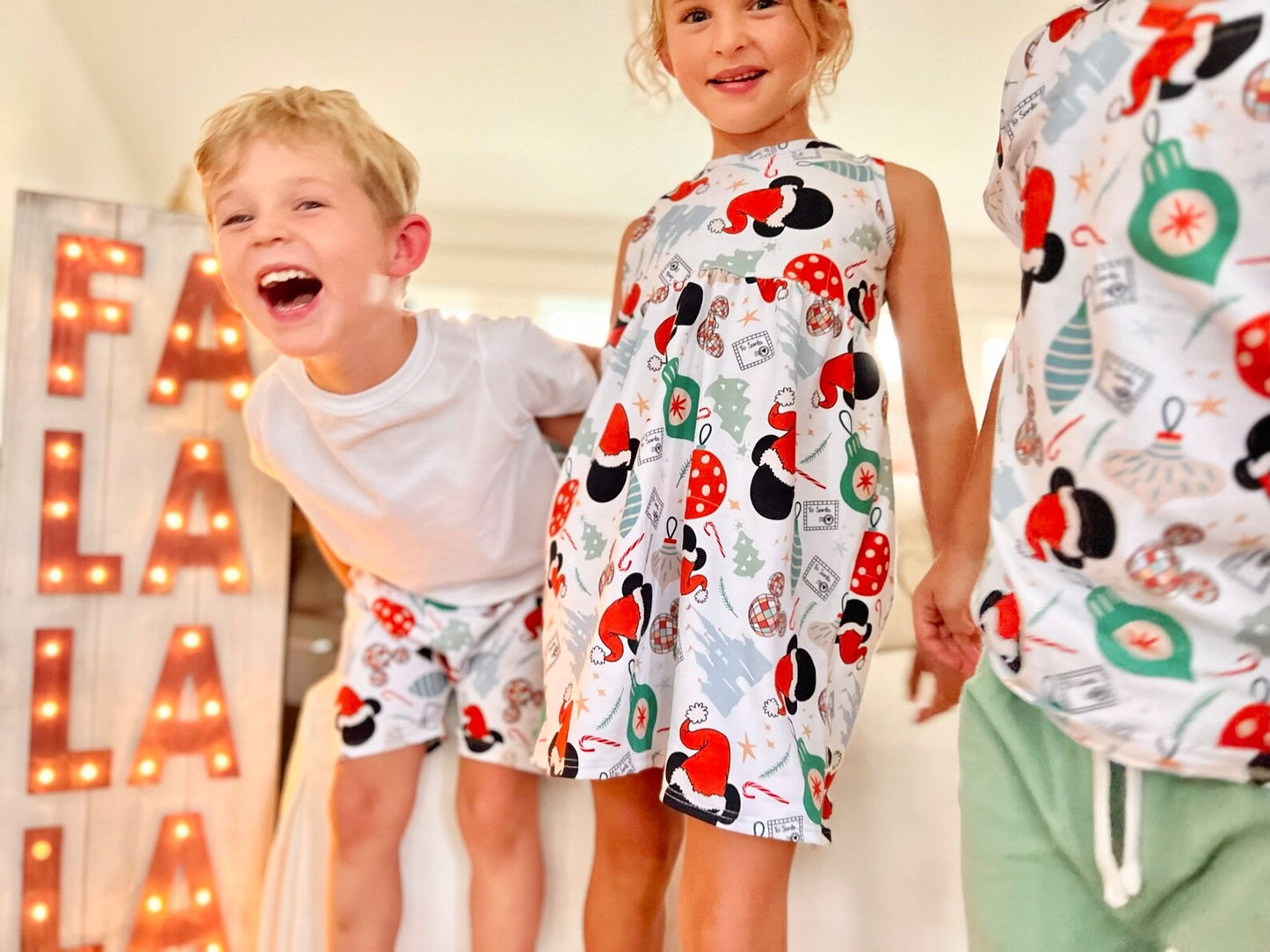 Kids Handcrafted Santa Mickey Peplum Dress