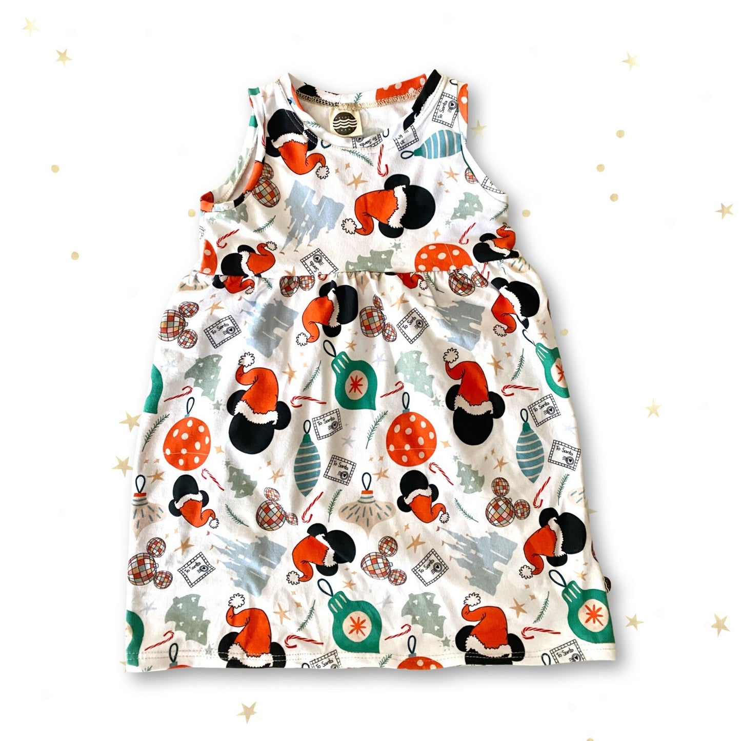 Kids Handcrafted Santa Mickey Peplum Dress