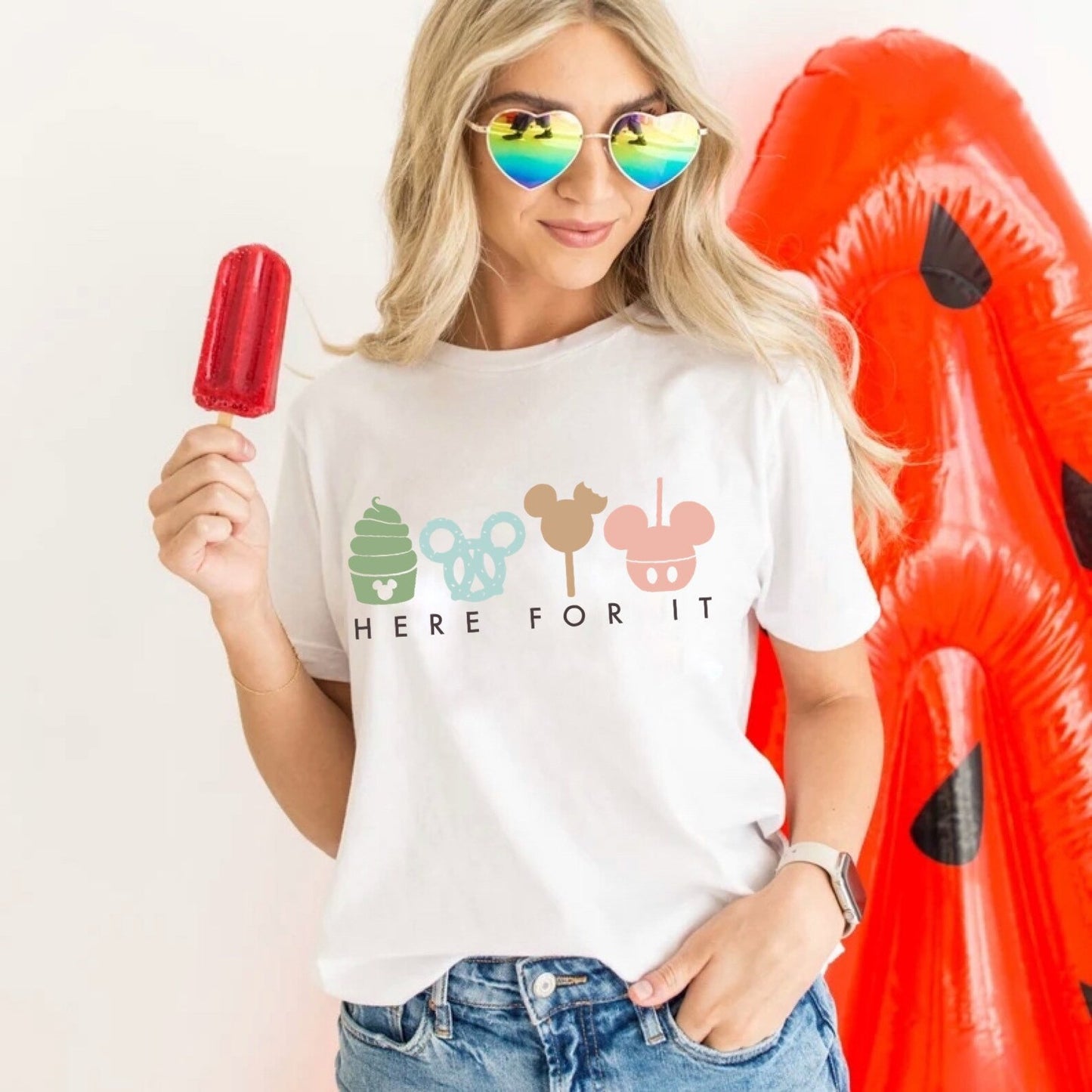 Here for it Snacks & Drinks Family Graphic Tee