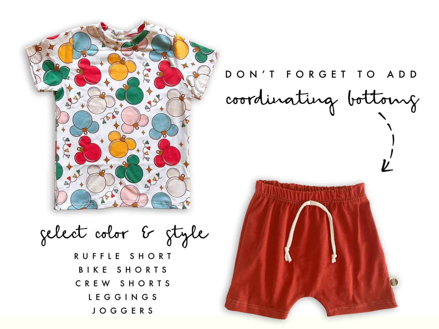 Kids Handcrafted Mouse Ornament Tee & Shorts