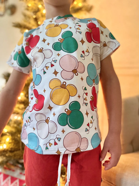 Kids Handcrafted Mouse Ornament Tee & Shorts