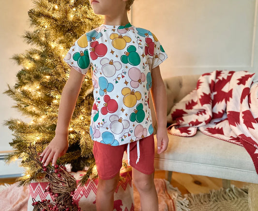 Kids Handcrafted Mouse Ornament Tee & Shorts