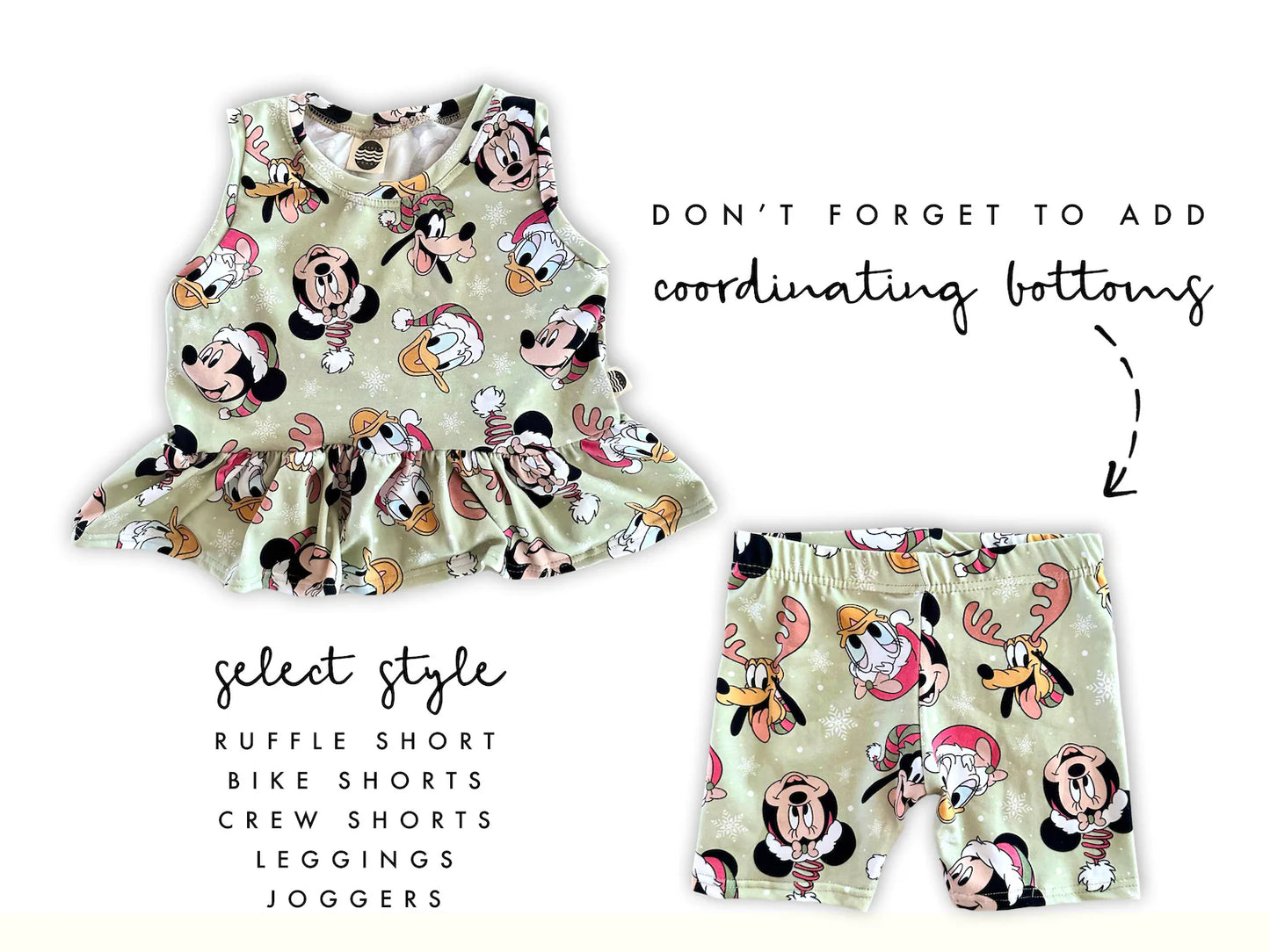 Kids Handcrafted Fab 5 Christmas Flutter Top & Optional Bottoms