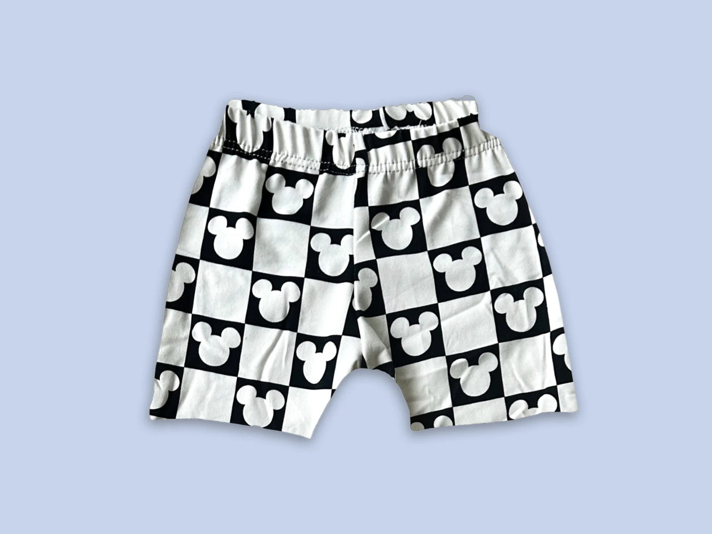 Kids Handcrafted Monochrome Mouse Checks Crew Shorts