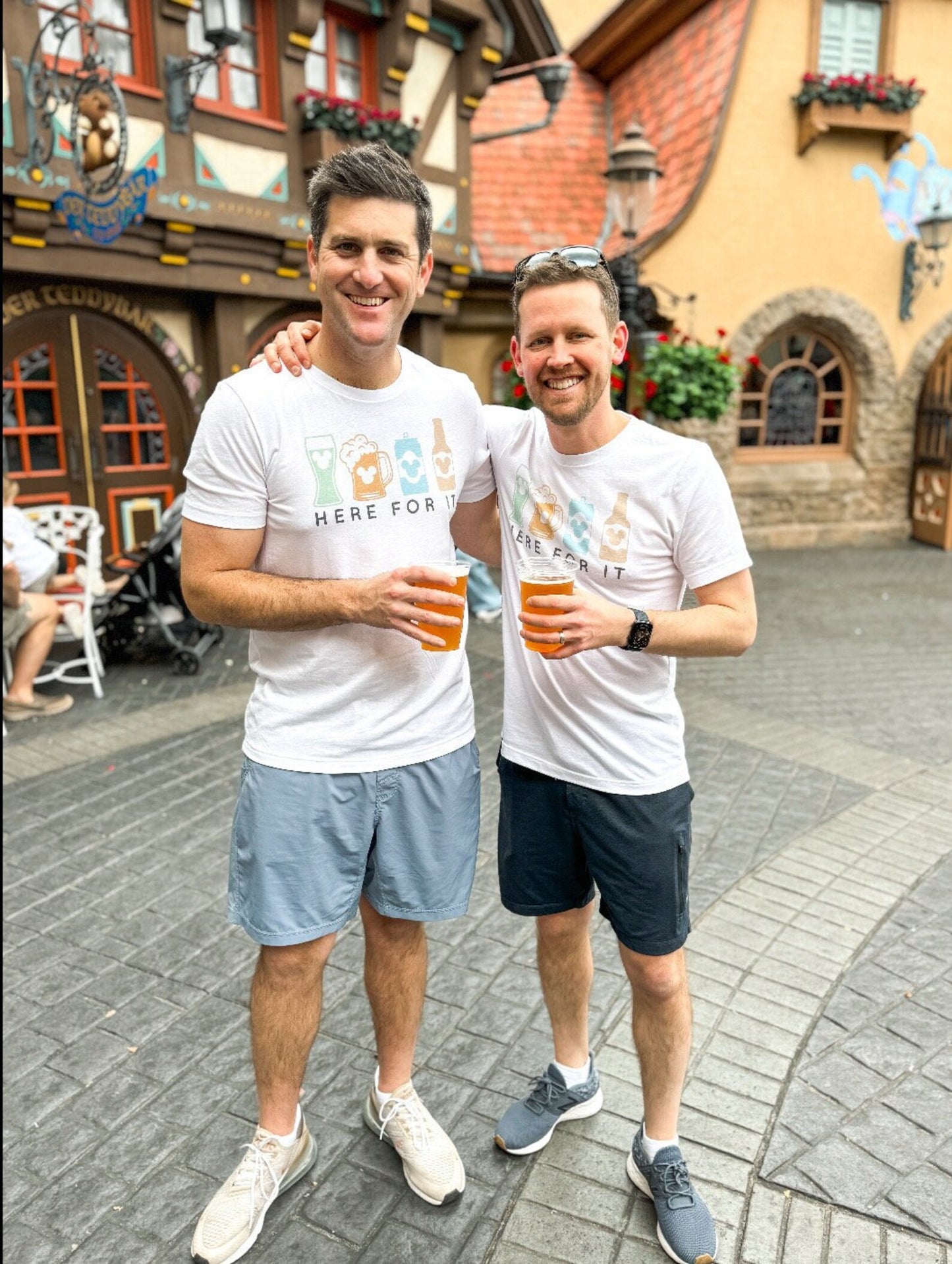 Adult "Here for it" Theme Park Drinks Graphic Tee