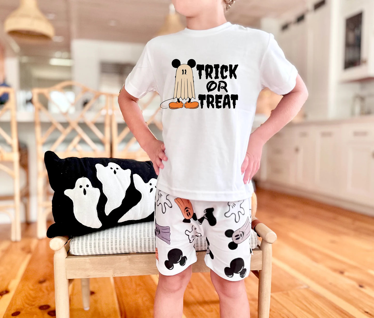 Kids Trick Or Treat Mouse Ghost Graphic Tee & Optional Bottoms
