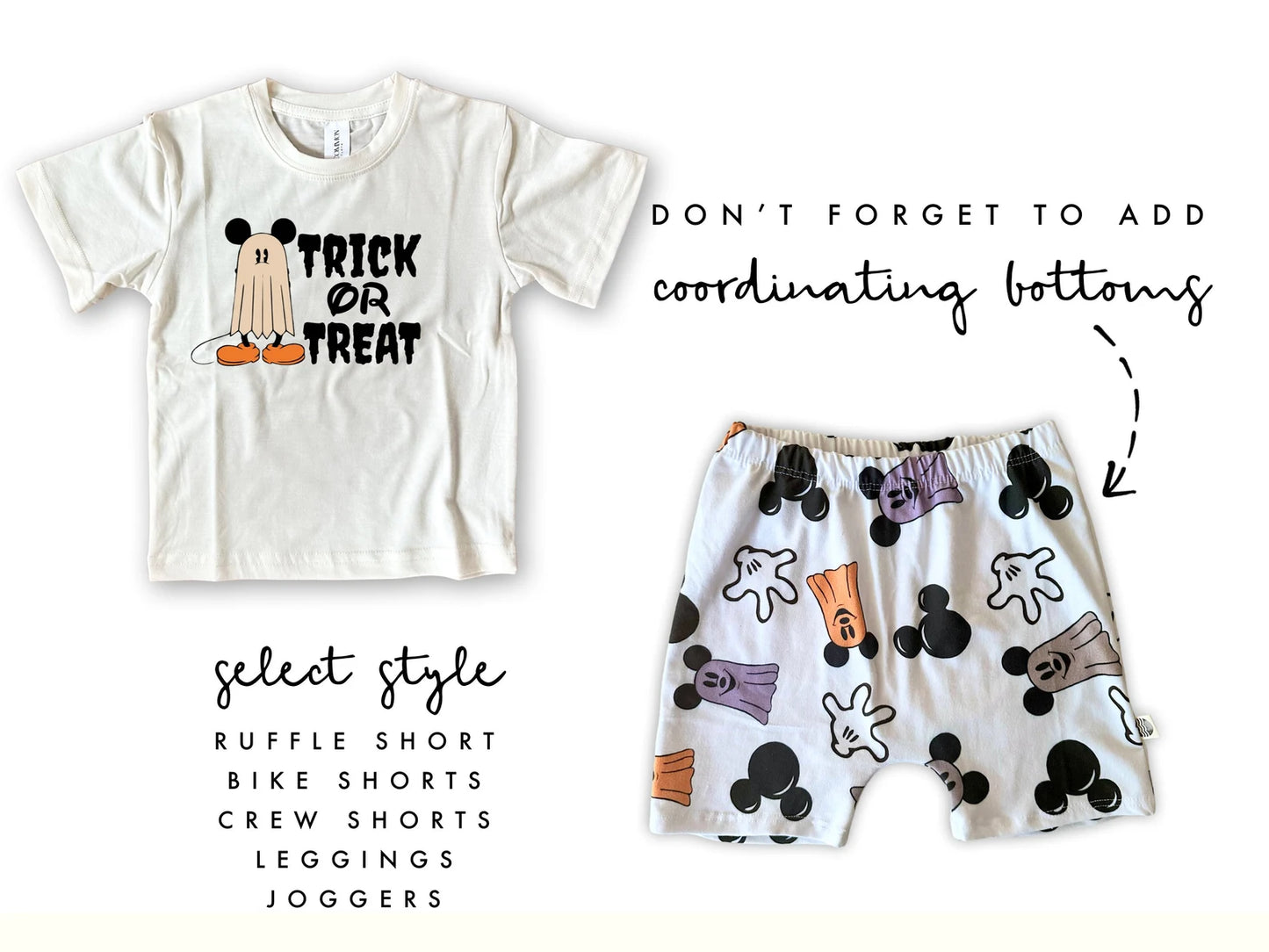 Kids Trick Or Treat Mouse Ghost Graphic Tee & Optional Bottoms