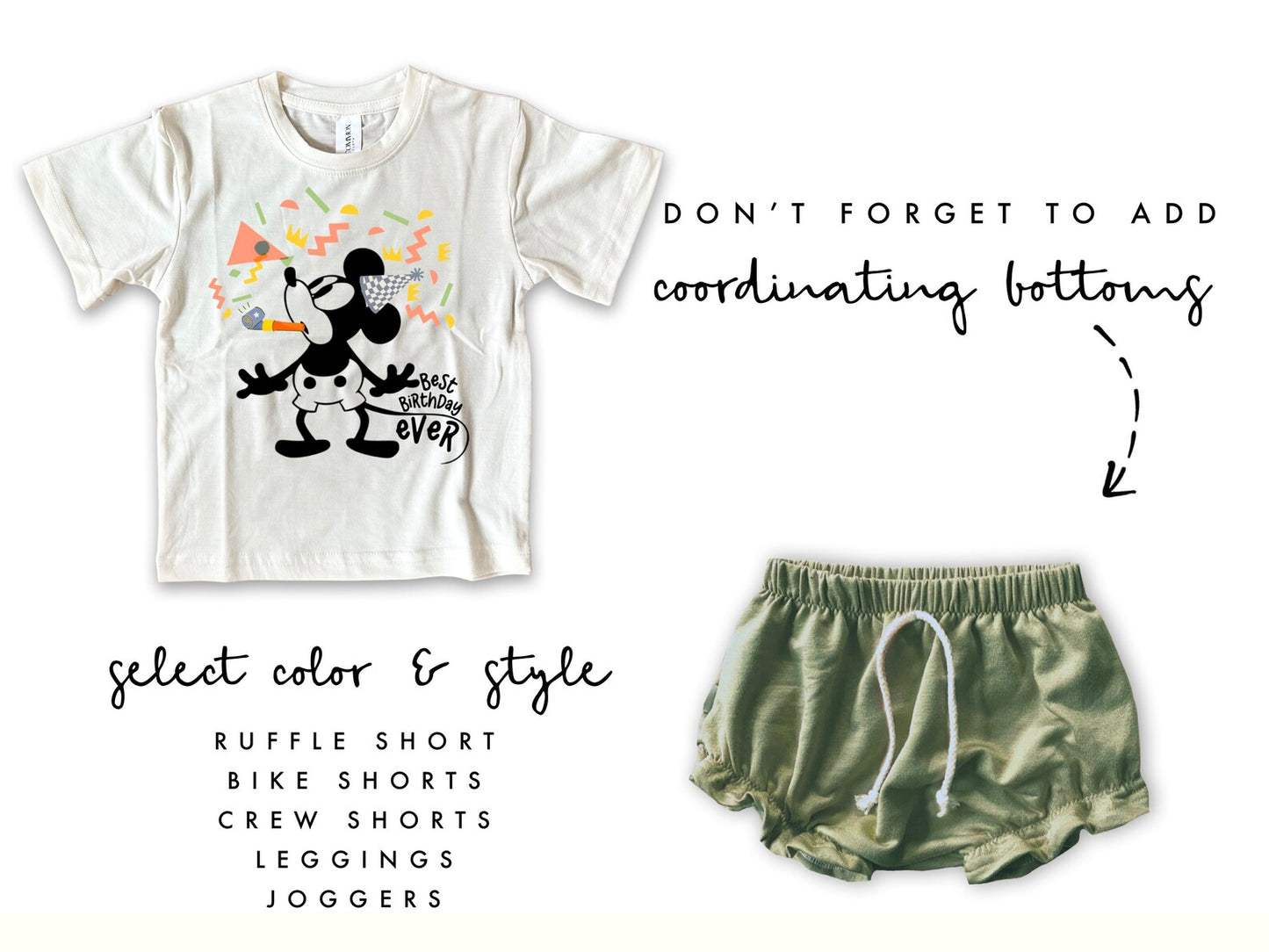 Kids Best Birthday Ever Graphic Tee + Optional Bottoms